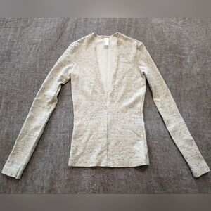 American Apparel Deep V Long Sleeve Top Speckle Natural Size XS